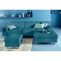 Ecksofa INOSIGN "Jamie, L-Form" Sofas Gr. B/H/T: 251cm x 72cm x 80cm, Struktur fein, Recamiere rechts, ohne Bettfunktion, blau (petrol) wahlweise mit Bettfunktion