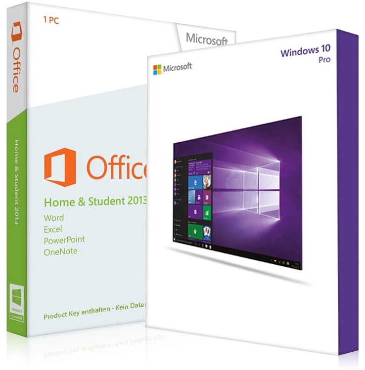 Windows 10 Pro + Office 2013 Home & Student 32/64 Bit