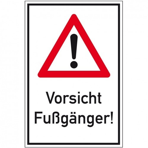Schild I Kombischild Gefahrenstelle, Vorsicht Fußgänger!, Nr.101, Aluminium, 400x600mm
