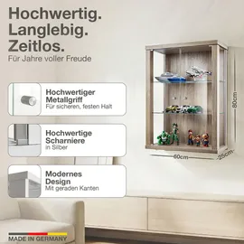 K-Möbel Hängevitrine 80 x 60 x 25 cm Braun