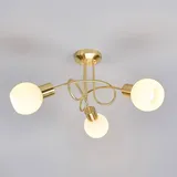 LINDBY Deckenlampe Elaina, Ø52cm, 3-flg., messing Glas, E14