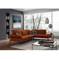 W.SCHILLIG Ecksofa sherry, Designsofa mit tollem Sitzkomfort, elegant und zeitlos, L-Form, mit Kopfstützenverstellung, Winkelfüße in Schwarz, Breite 302 cm orange