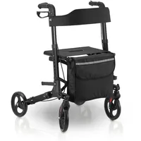 Juskys Aluminium Rollator Vital mit Sitz Schwarz