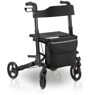 Juskys Aluminium Rollator Vital mit Sitz Schwarz