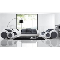 JVmoebel Sofa Polster Sitz Couch 3 Sitz Sofa Sofas Couchen Leder Dreisitzer jvmoebel, Made in Europa grau