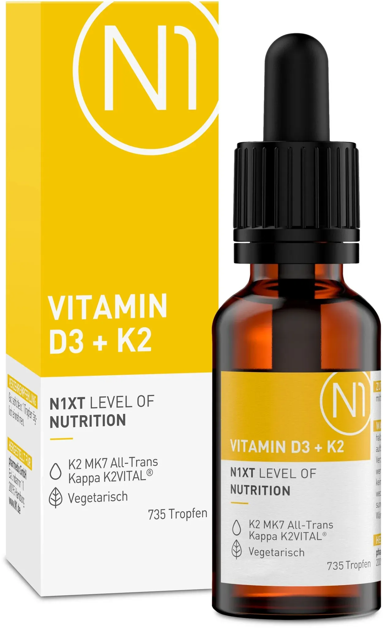 N1 Vitamin D3 K2 Öl – 1.000 I.E pro Tropfen - das Sonnenvitamin für deinen Alltag