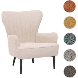 Mendler Lounge-Sessel HWC-K37 Chenille 75 x 80 x 75 cm creme-beige mit Kissen