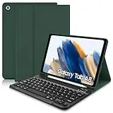 Hülle mit Tastatur für Samsung Tab A8 - Schutzhülle mit Pencil Halter Wireless Abnehmbare Tastatur (Deutsches QWERTZ) für Samsung Galaxy Tab A8 10.5 2022 (SM-X200/X205/X207),Dunkelgrün