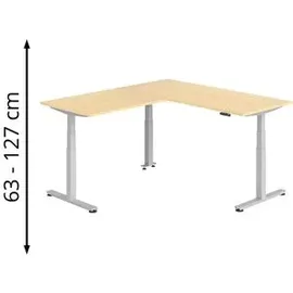 Hammerbacher Winkelschreibtisch XDSMW Ahorn / Silber