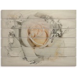 Artland Holzbild »In Buchstaben - Rose«, Blumenbilder, (1 St.), weiß