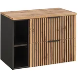 Lomadox Waschbeckenunterschrank 80,6 x 59,2 x 46,5 cm Braun