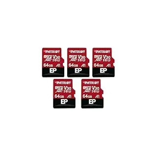 Patriot Memory 64GB A1 / V30 Speicherkarte für Android-Telefone und -Tablets, 4K-Videoaufzeichnung - 5er Pack