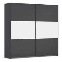 Rauch Möbel Schwebetürenschrank, Kleiderschrank, Schrank mit Stauraum, 2-türig, Farbe Grau, metallic/Weiß, Schwarz, 218x210x59cm