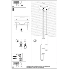 Sollux SL.0949 Pendelleuchte Loopez 3P Schwarz/Kupfer