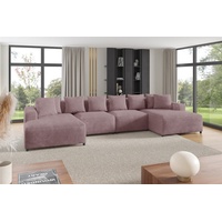 Fun Möbel Wohnlandschaft Sofa U-Form MEGAN in Stoff Poso, Rücken echt bezogen rosa