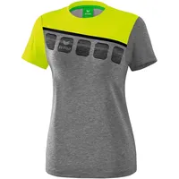 Erima Damen 5-C T-Shirt grau melange/lime pop/schwarz, 34