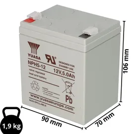 YUASA NPH5-12 Pb 12V / 5Ah Hochstromakku, Faston 6,3