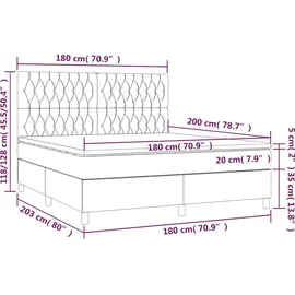 vidaXL Boxspringbett 180 x 200 cm Dunkelgrün