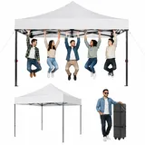Aoxun Faltpavillon 3x3 wasserdicht stabil mit 4 Sandsäcke, Pop Up Pavillon Gartenpavillon Partyzelt faltbar Pavillion klappbar Anti-UV Inkl. Tasche mit Rollen für Garten, Innenhof,Hochzeiten, Weiss
