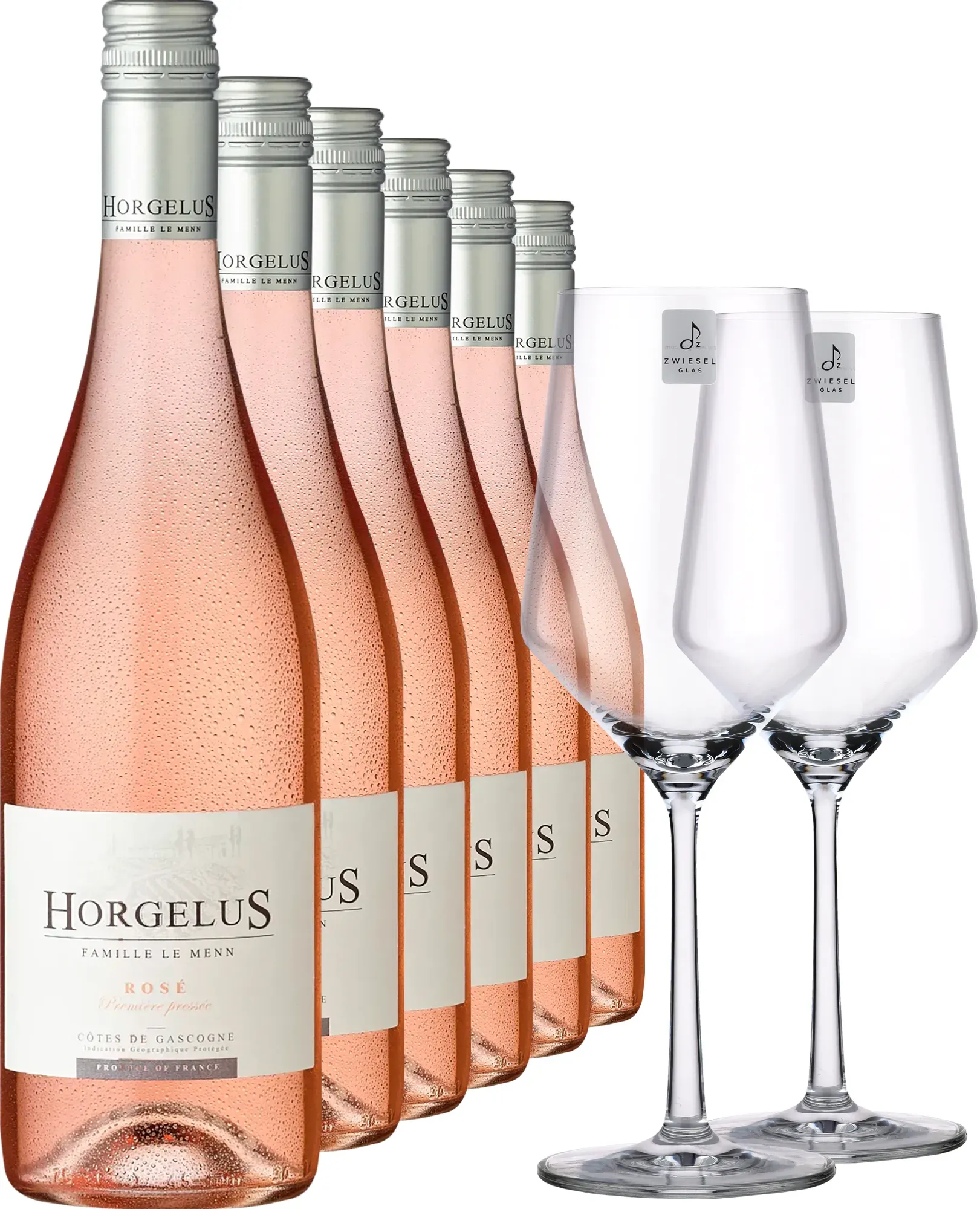 2023 Horgelus Rosé im 6er-Vorratspaket inkl. 2er-Set Zwiesel Glas »PURE«