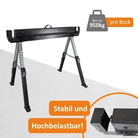 Lemodo Arbeitsbock 2er Set höhenverstellbar, Klappbock bis 590 kg Tragkraft