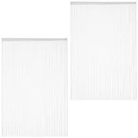 Relaxdays 4 x Fadenvorhang weiß, 145x245 cm, Weiß