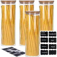 George's 4er Set Vorratsglas mit Bambusdeckel und 8 Kreidetafel-