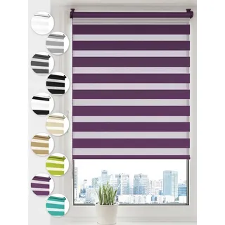 Doppelrollo Klemmfix ohne Bohren, Sonello, blickdicht, Klemmfix, 30 cm x 130 cm Lila Easyfix Duo Rollo, Rollos für Fenster und Tür, Lichtschutz, Blickdicht, Jalousie freihängend mit Klemmträger, Seitenzugrollo, einfache Montage, in verschiedenen Farben und Größen lila 30 cm x 130 cm
