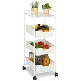 Relaxdays Rollwagen, 3 Etagen & Ablage, Küchenwagen für Bad & Büro, Rollregal, HxBxT: 85,5x32,5x40 cm, Bastelwagen, weiß