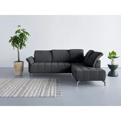 Ecksofa INOSIGN "Fresh L-Form", grau, B:260cm H:79cm T:220cm, 100% Polyester, Sofas, Federkern, wahlweise Kopfteilverstellung und motorischer Vorziehsitz