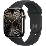 Apple Watch Series 10 GPS + Cellular 46 mm Titaniumgehäuse schiefer Sportarmband schwarz M/L