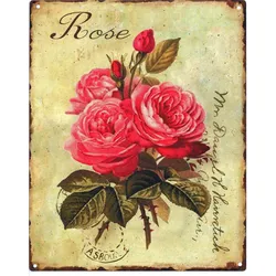 Moritz Deko Blechschild Rose Rosenstrauß Retro Geschenk-Idee aus Metall Vintage-Design zur Dekoration