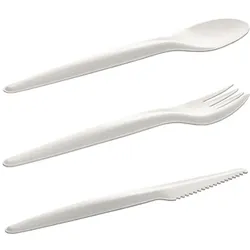 MONOUSO - Besteckset aus Kraftpapier Messer, Gabel, Löffel und Serviette (50 Stück)