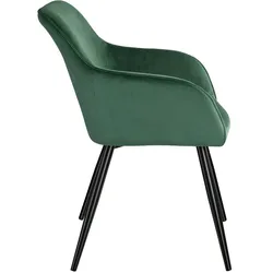 TECTAKE Esszimmerstuhl Marilyn Samtoptik, schwarze Stuhlbeine  8er Set