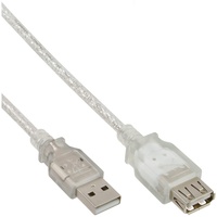InLine USB 2.0 Verlängerung, Stecker / Buchse, Typ-A, transparent, 3m