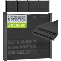 Juskys WPC Sichtschutzzaunelement 4er Set 0 x 0 cm Grau