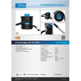 Güde Aschesauger GA 18-1200.1R 17011