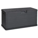 MA MAISON Kissenbox wetterfest 340L – Auflagenbox Gartenbox aus Kunststoff, abschließbar, UV-beständig, wetterfest, in Kunststoff in Holzoptik, mit Rollen, für Balkon, Terrasse, Garten