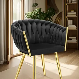 Tectake tectake® Set Esszimmerstuhl, Astano Samt Knotendesign, schlanke Stahlbeine, 60,5 x 55 x 75 cm