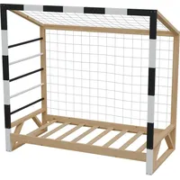 Hago HAGO24 Kinderbett Fußballtor Kiefernholz 80x160cm Tornetz Kletterstangen Lattenrost