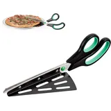 Relaxdays Pizzaschere mit Pizzaheber Edelstahl grün, schwarz
