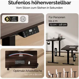 CASARIA Höhenverstellbarer Schreibtisch Braun