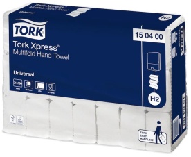 Tork Xpress® Multifold Papierhandtücher, H2, 24 x 21,3 cm, Schlichte 2-lagige Falthandtücher mit dezenter Prägung, 1 Karton = 21 Packungen à 190 Tücher