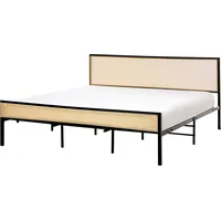 Beliani Bett mit Lattenrost 180x200 cm Hohes Kopfteil Niediges