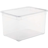 Rotho Sundis Clear Box Maxi Aufbewahrungsbox 46 l mit Deckel, Kunststoff (PP), transparent, 46 Liter (55 x 37,5 x 32 cm)