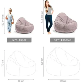 DreamRoots Sitzsack Pink, Textil, 90x100x90 cm, Oeko-Tex® Standard 100, Wohnzimmer, Hocker Sitzsäcke, XXL Sitzsäcke