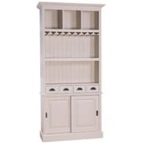 Casa Padrino Weinschrank Landhausstil Weinschrank mit 2 Schiebetüren und 4 Schubladen Hellgrau 103 x 36 x H. 210 cm - Massivholz Barschrank - Landhausstil Barmöbel