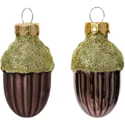 12 Christbaumschmuck Eicheln Glas 4cm matt & glänzend Weihnachtsbaumschmuck Christbaumkugeln Weihnachtsbaumkugeln Schwarze Trüffel