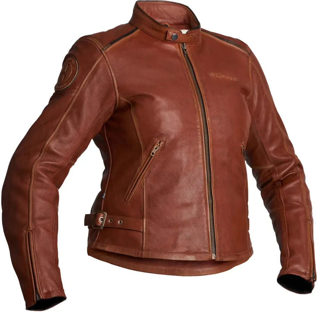 Halvarssons Nyvall Damen Motorrad Lederjacke, braun, Größe 38