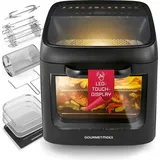 GOURMETmaxx Heißluftofen mit Panoramadach & Frontfenster, 12,5 l - 12 Programme - Schwarz